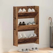 vidaXL Armários para Sapatos de Parede Madeira antiga 60 x 18 x 60 cm