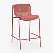 Banqueta Alta Em Rattan Sintético E Aço Revia Terracota & ↑65 Cm - Sklum