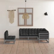 5 pcs conjunto lounge de jardim c/ almofadões pinho maciço