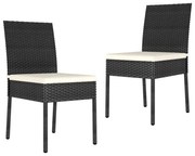 vidaXL Cadeiras de jantar para jardim 2 pcs vime PE preto