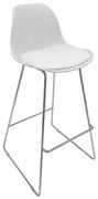 Conjunto 4 Bancos de bar, Casa, Restaurante, Hotel  TOW FIBB, cromado, assento e estofado branco