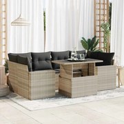 vidaXL 7 pcs conj. sofás jardim com almofadões vime PE cinzento-claro