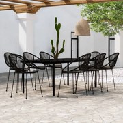 9 pcs conjunto de jantar para jardim preto