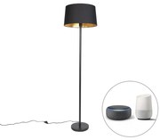 LED Candeeiro de pé inteligente preto com abajur preto 45 cm incl. Wifi A60 - Simplo Moderno