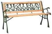 vidaXL Banco de jardim 122 cm ferro fundido e madeira de abeto maciça