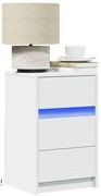 vidaXL Mesa de cabeceira com luzes LED derivados de madeira branco