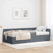 vidaXL Estrutura de Cama de Canto com Colchão 2 pcs Cinzeto Veludo