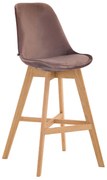 Banco de bar Cannes em veludo e com estrutura de Cor Natural 48 x 112 x 56 cm Castanho