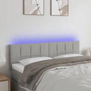 Cabeceira de cama c/ luzes LED tecido 144x5x78/88cm cinza-claro