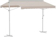 Outsunny Toldo 300x295x260 cm com Manivela Ângulo Ajustável Proteção Solar Portátil para Jardim Terraço Pátio Bege | Aosom Portugal