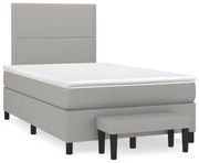 vidaXL Cama boxspring com colchão 120x190 cm tecido cinzento-claro