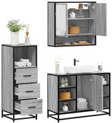 vidaXL 3 pcs Conjunto móveis casa de banho madeira proc. cinza sonoma