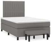 Cama boxspring com colchão 120x190 cm tecido cinzento-escuro