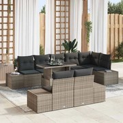 vidaXL Sofá de Jardim com 9 Peças e Almofadas Cinzas