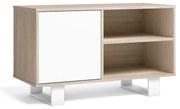 Móvel de TV 100 com porta esquerda, sala de estar/jantar, modelo WIND, cor da estrutura de carvalho, cor da porta branca, medidas 95x40x57cm de altura