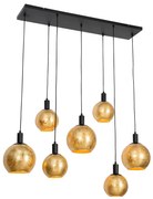 Candeeiro de suspensão design preto com vidro dourado 7 luzes - Bert