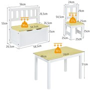 Conjunto de penteadeira e cadeira infantil com espelhos removíveis e 4 compartimentos de armazenamento - rosa