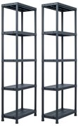 vidaXL Estantes de arrumação 2 pcs preto 125 Kg 60x30x180 cm plástico