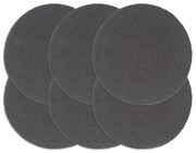 vidaXL Individuais mesa 6 pcs algodão liso 38 cm redondo cinza-escuro