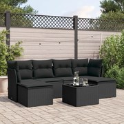 vidaXL 7 pcs conjunto de sofás p/ jardim c/ almofadões vime PE preto