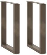 vidaXL Pés para mesa de jantar em formato de U, 2 peças, aço natural, 50x(72-73) cm, aço