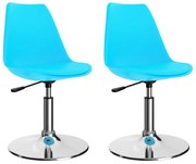 Cadeiras de jantar giratórias 2 pcs couro artificial azul