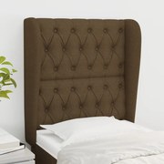 vidaXL Cabeceira cama c/ abas tecido 83x23x118/128 cm castanho-escuro