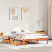 vidaXL Estrutura cama c/ gavetas 140x190 cm pinho maciço castanho-mel