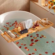 Prateleira de duche regulável em altura com 4 níveis 23 x 70 x 4,2 cm Bege natural