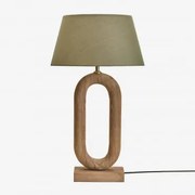 Candeeiro De Mesa Em Madeira De Manga Tiberia Madeira De Manga & Sage Green Ø40 Cm - ↑25 Cm Monaco - Sklum