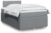 Cama boxspring com colchão 120x190 cm tecido cinzento-claro