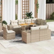 vidaXL 9 pcs conjunto de sofás p/ jardim com almofadões vime PE bege