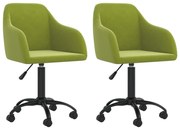 Cadeiras de jantar giratorias 2 pcs veludo verde-claro