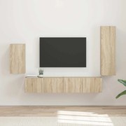 vidaXL Conjunto de móvel de TV Montado na parede 4 pcs Carvalho Sonoma