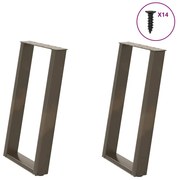 vidaXL Pés para mesa de jantar em formato de U, 2 peças, aço natural, 60x(72-73) cm, aço