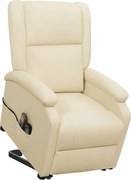 vidaXL Poltrona de massagens elevatória couro artificial cor creme