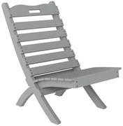 Outsunny Cadeira de Jardim em Madeira com Desenho de Ripas e Encosto Inclinado Carga 120 kg 78x48x76 cm Cinzento | Aosom Portugal
