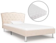 Cama com colchão 90x200cm tecido bege