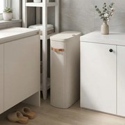 Cesto da roupa suja, cesto de 65 L, cesto com tampa e pegas, 39 x 22 x 75 cm, bege