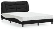 Cama com colchão 120x200 cm couro artificial preto e branco