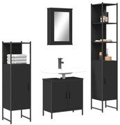 vidaXL 4 pcs conjunto móveis casa de banho derivados de madeira preto