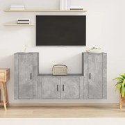 vidaXL Conjunto móveis de TV 3 pcs madeira processada cinzento cimento