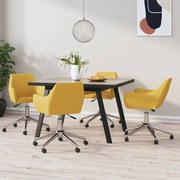 Cadeiras de jantar giratórias 4 pcs tecido amarelo