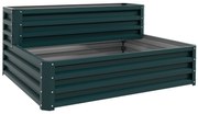 Outsunny Canteiro de Jardim Quadrado Fundo Aberto 2 Níveis para Ervas Vegetais Frutas Flores 120x101x58 cm Verde | Aosom Portugal