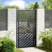 vidaXL Portão de jardim 105x180 cm design cruzado de aço preto