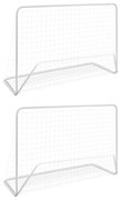 Balizas de futebol com redes 2 pcs aço 182x61x122 cm aço branco