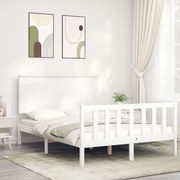 Estrutura de cama com cabeceira 120x200cm madeira maciça branco