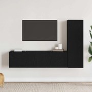 vidaXL Conjunto de móvel de TV Montado na parede 3 pcs Carvalho Preto
