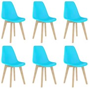 vidaXL Cadeiras de jantar 6 pcs plástico azul