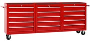 vidaXL Carrinho de ferramentas com 15 gavetas aço vermelho